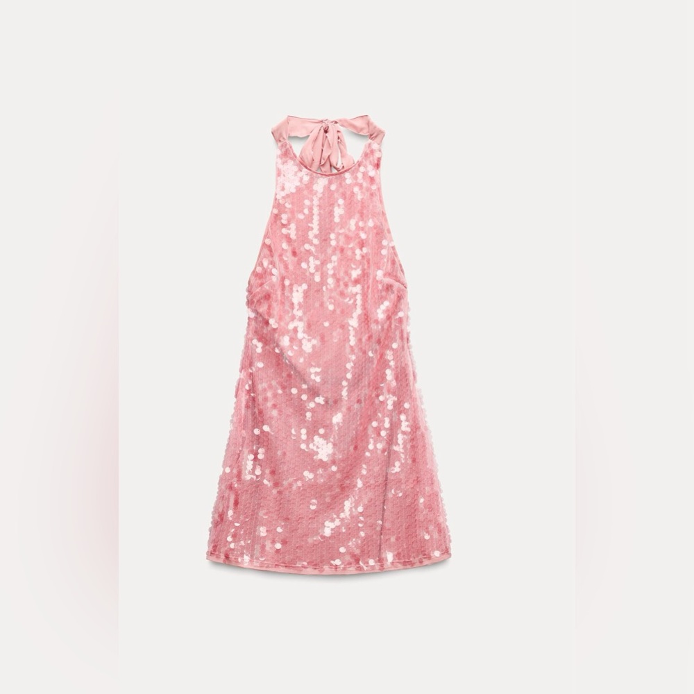 Zara SEQUIN HALTER DRESS - Picture 3 of 9